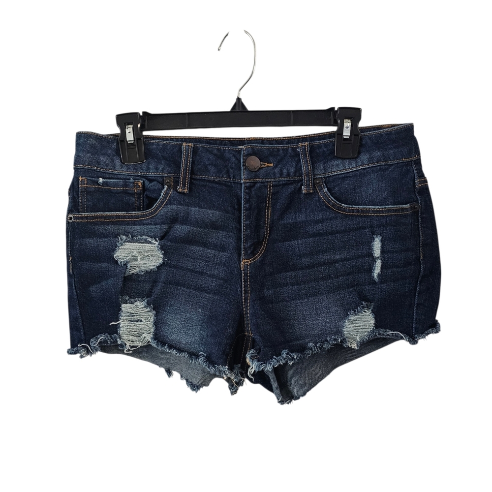 No Boundaries Vintage y2k Distressed Jean Shorts Dark Wash Size 13 Mid Rise